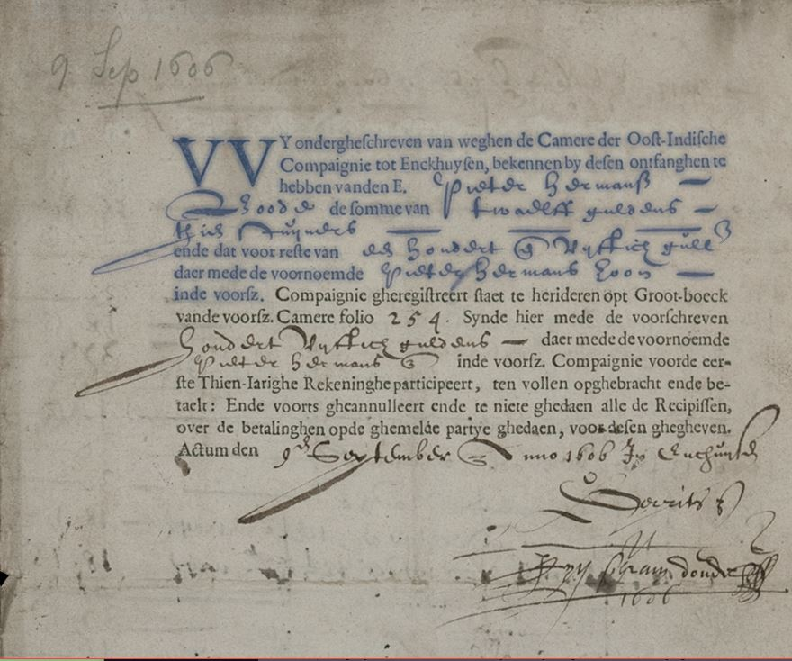 The World's Oldest Share | 1606 VOC Share Certificate